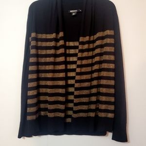 DKNY Black Gold Striped Cardigan Sweater Small